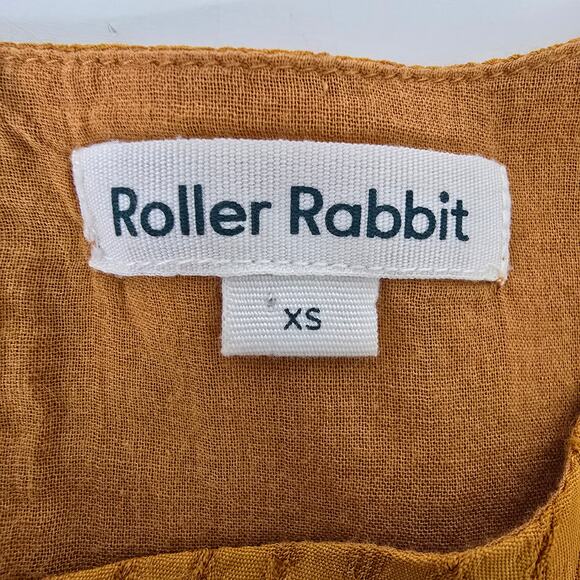 Roller Rabbit Top Blouse XS Oversized 3/4 Bell Sleeve Burnt Orange Tonal Stripe - Picture 10 of 12